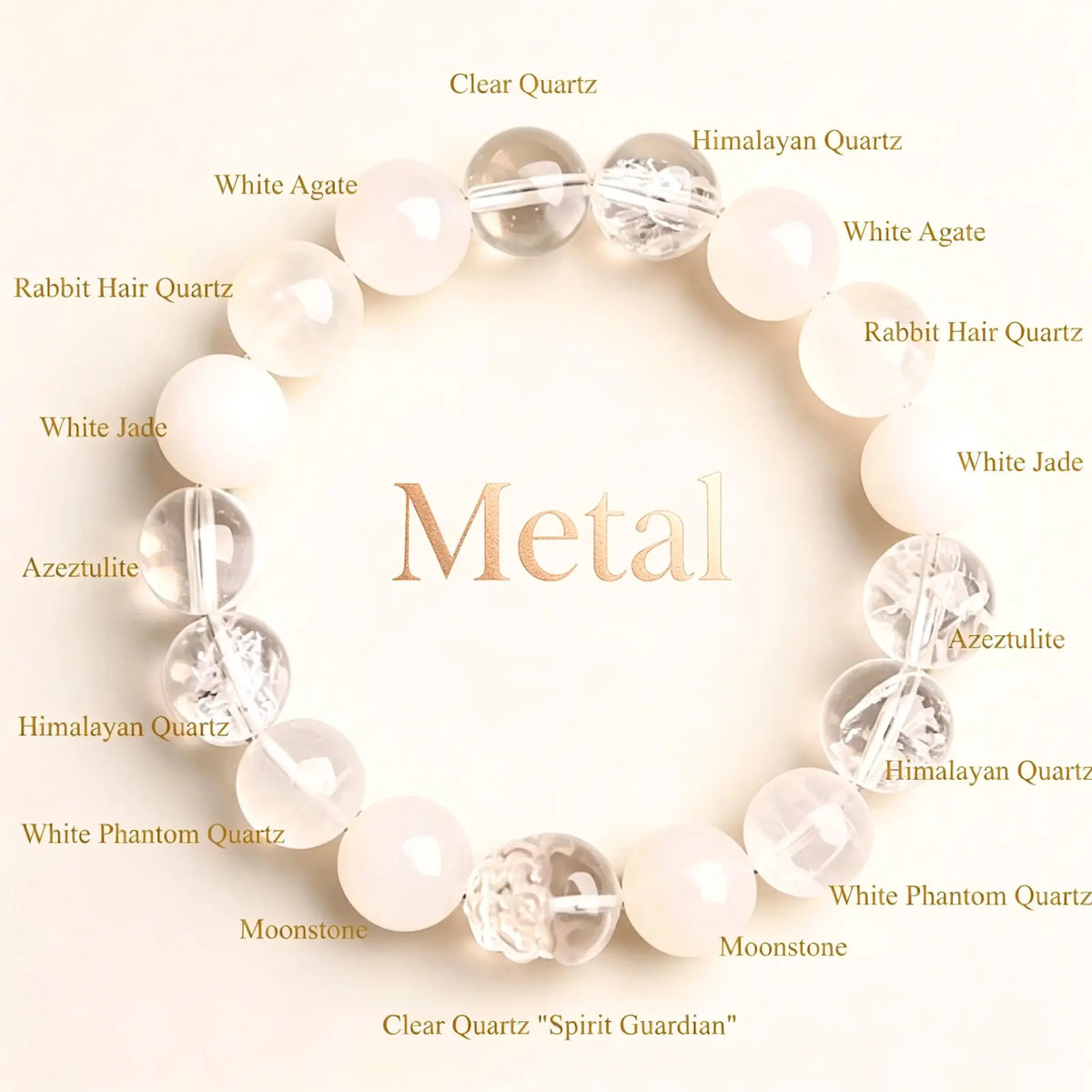 THE CLARITY Crystal Bracelet - Metal Energy Natural White Gemstone Beads Close-up | JeraVales